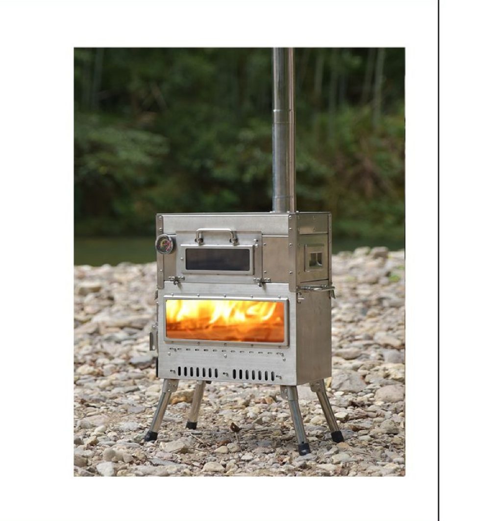 Wood-fired oven stove outdoors